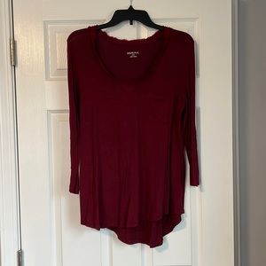 Dark Red Merona 3/4 Length T-Shirt